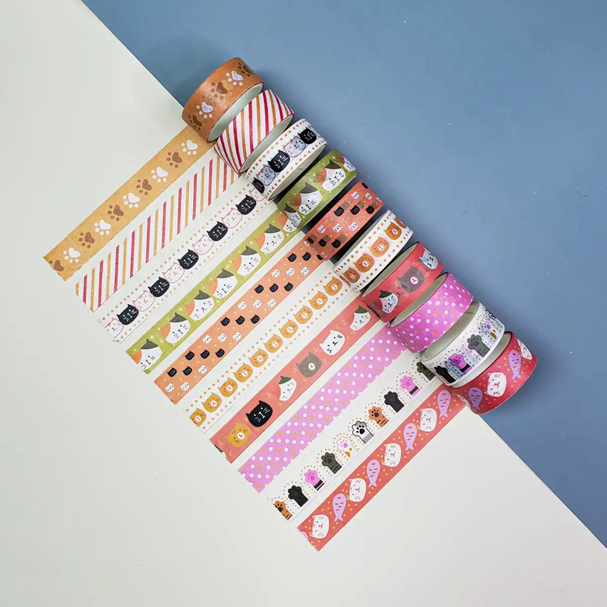 Cinta Washi Tape Gatito Kawaii 10 Rollos