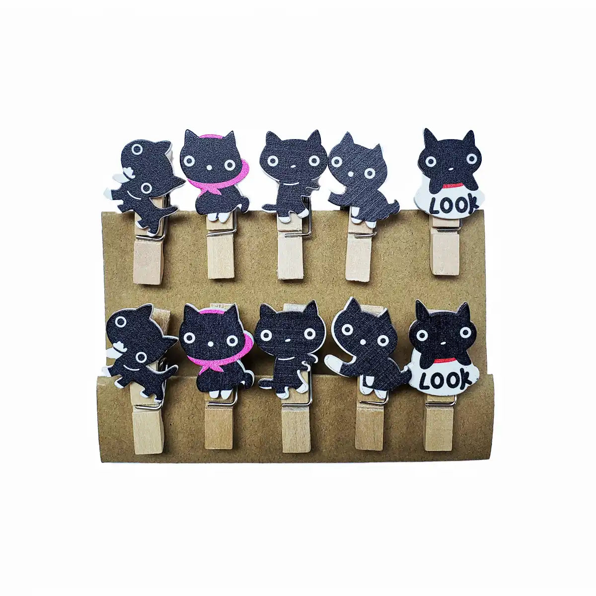 Pinzas de Madera Decoradas Gatitos Kawaii Set 10 Piezas