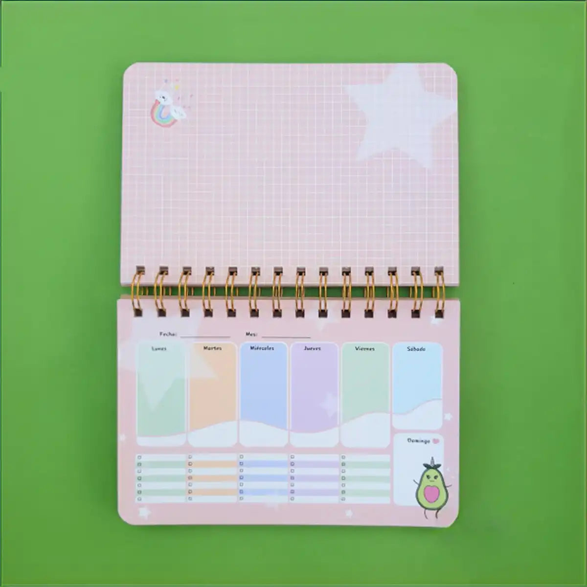 Planner Semanal Tapa Dura Palta Kawaii Avocorn