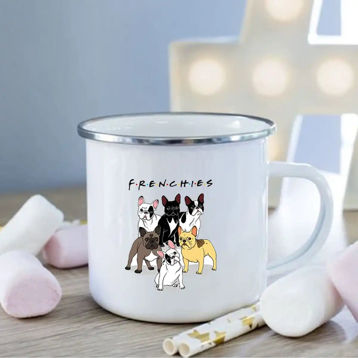 Taza de café 360 ml con estampado Perritos Frenchies