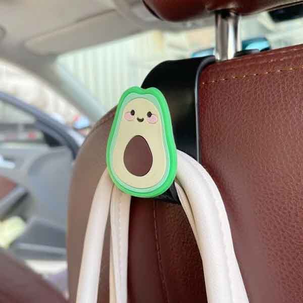 2 piezas Gancho con Diseño de Palta para Asiento de Automóvil