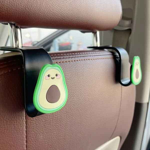 2 piezas Gancho con Diseño de Palta para Asiento de Automóvil