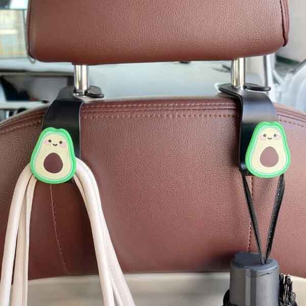 2 piezas Gancho con Diseño de Palta para Asiento de Automóvil