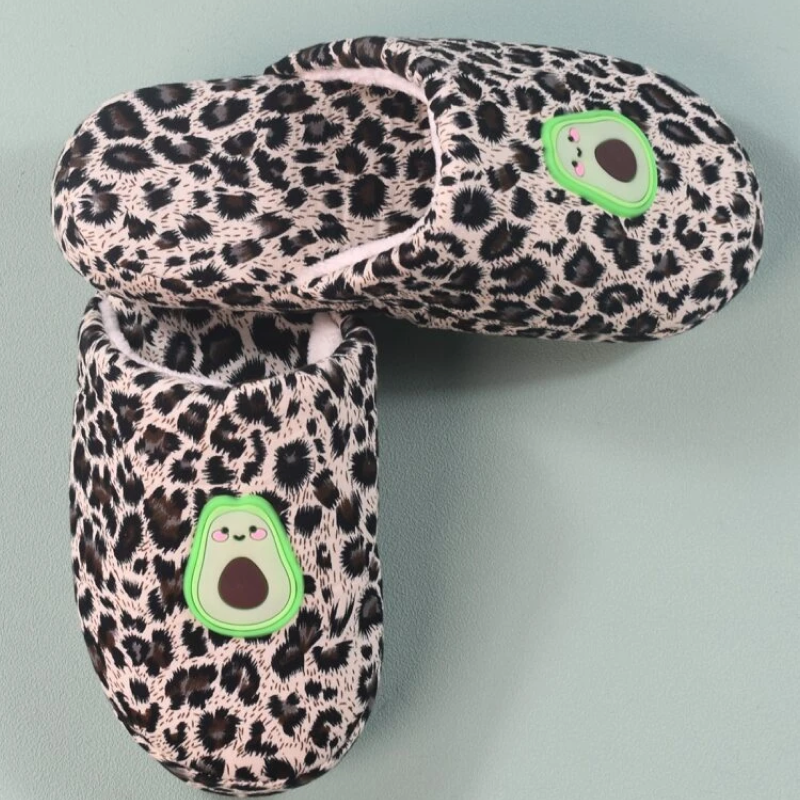 Pantufla con estampado de Leopardo y Palta