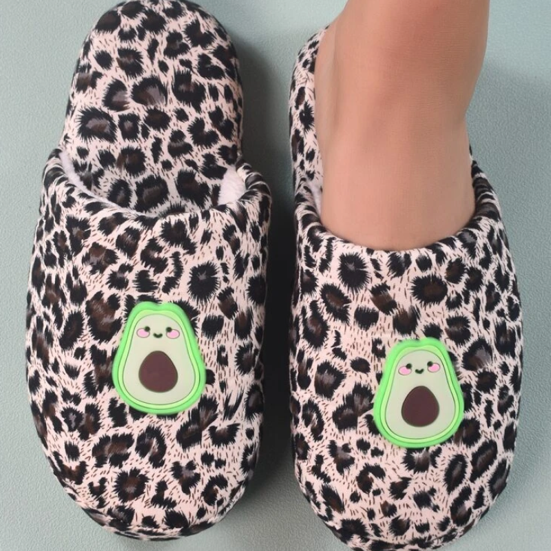 Pantufla con estampado de Leopardo y Palta