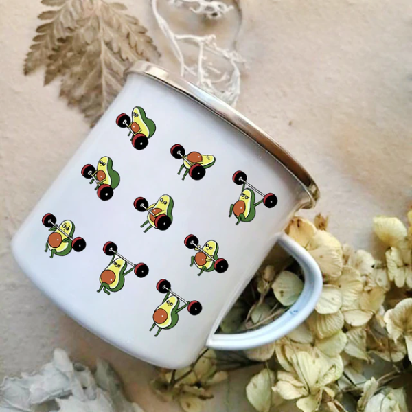 Tazas de café 360 ml con estampado de palta gym